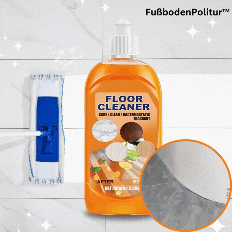 Bodenreiniger & Politur 100 ml | Entfernt Fett, Fußspuren & Wasserflecken | Für Holz, Fliesen & Marmor | Zitronenduft, schnell trocknend