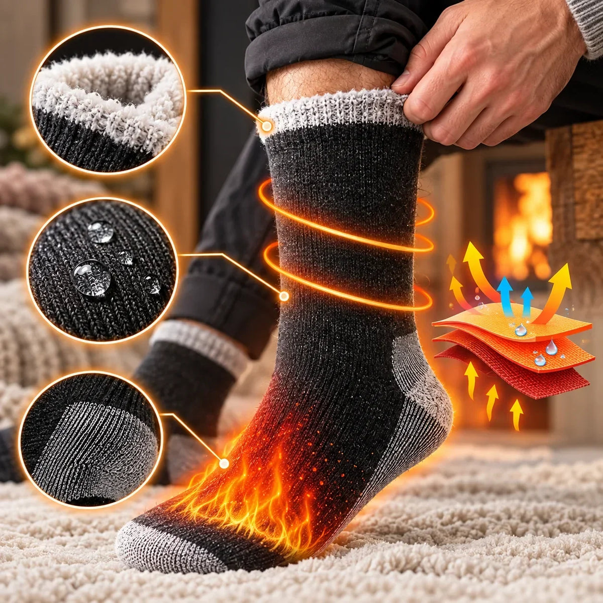 MerinoWarm™ | Thermosocken mit Merinowolle und weichem Frotteefutter – 3 Paar