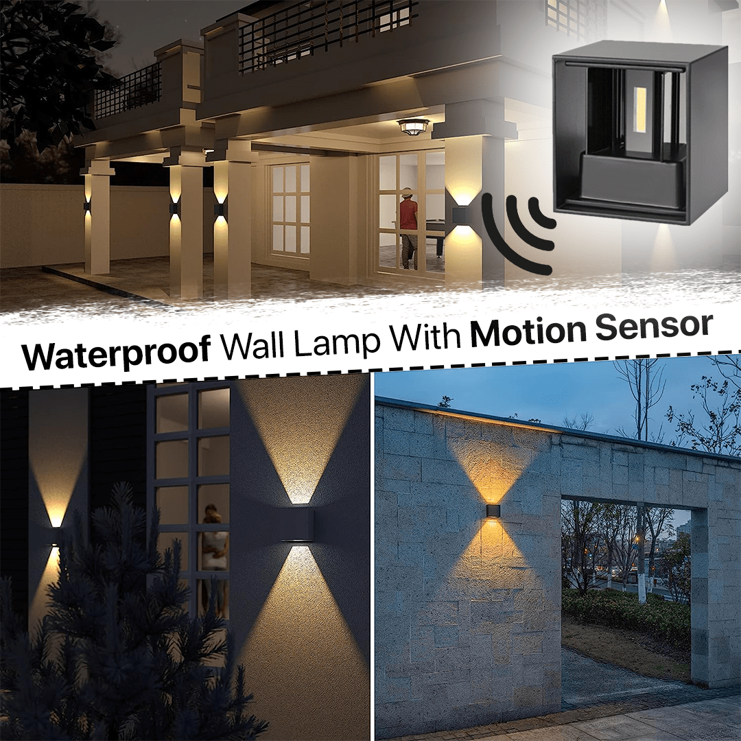 HelleNacht™ Premium LED-Wandleuchte | Wasserdicht IP65 | Bewegungsmelder | Warmweißes Up-&-Down-Licht