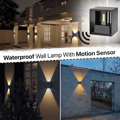 HelleNacht™ Premium LED-Wandleuchte | Wasserdicht IP65 | Bewegungsmelder | Warmweißes Up-&-Down-Licht