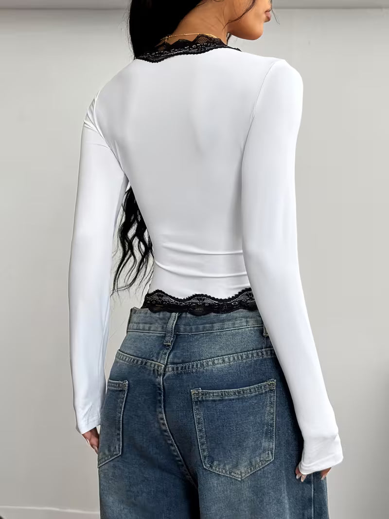 Amelia™ | Elegantes Damen Spitzen-Longsleeve