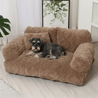CozyNest™ | Haustiersofa – Plüschbett mit Rand & Kissen