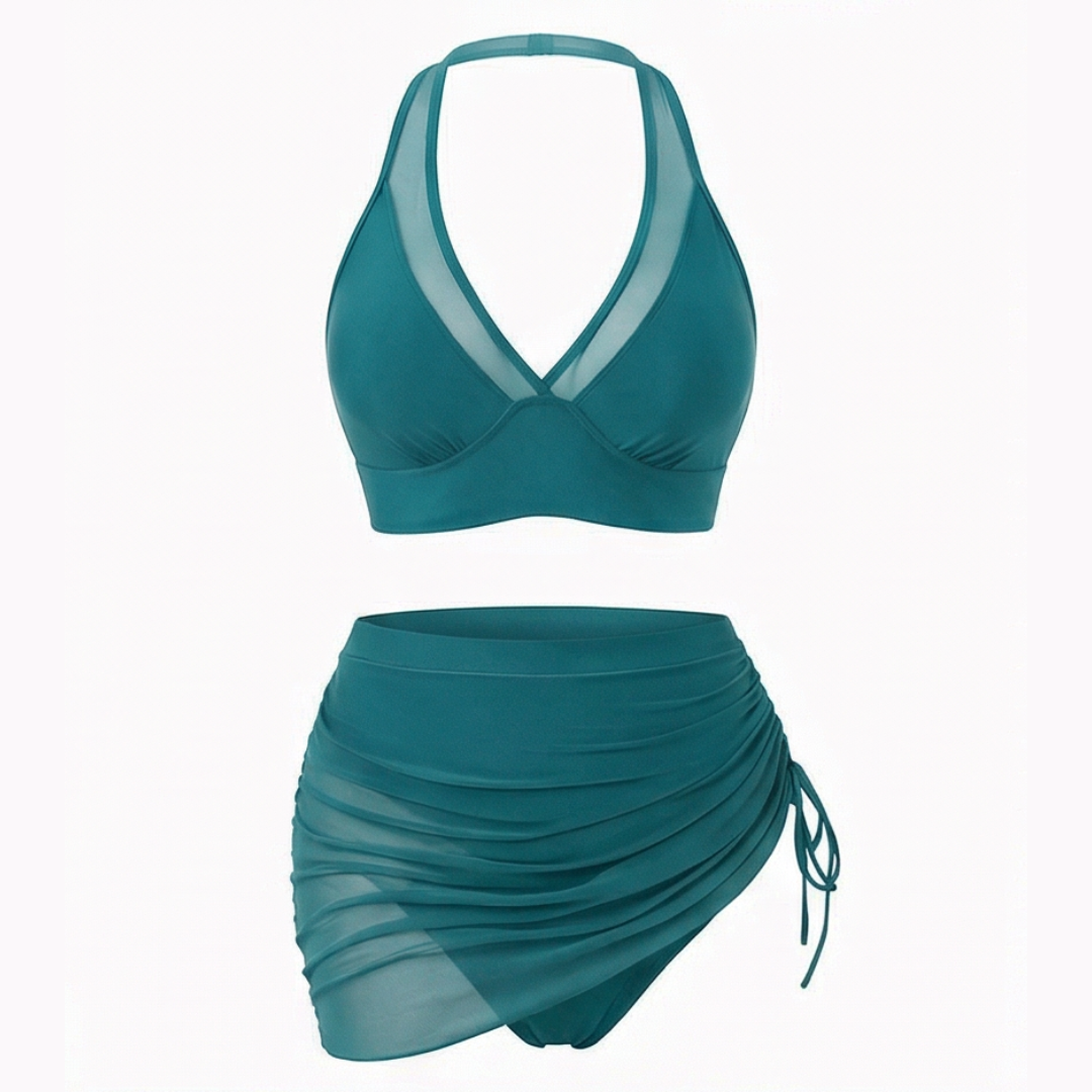 Marella™ – High-Waist-Mesh-Bikini-Set mit gerafftem Rock-Unterteil
