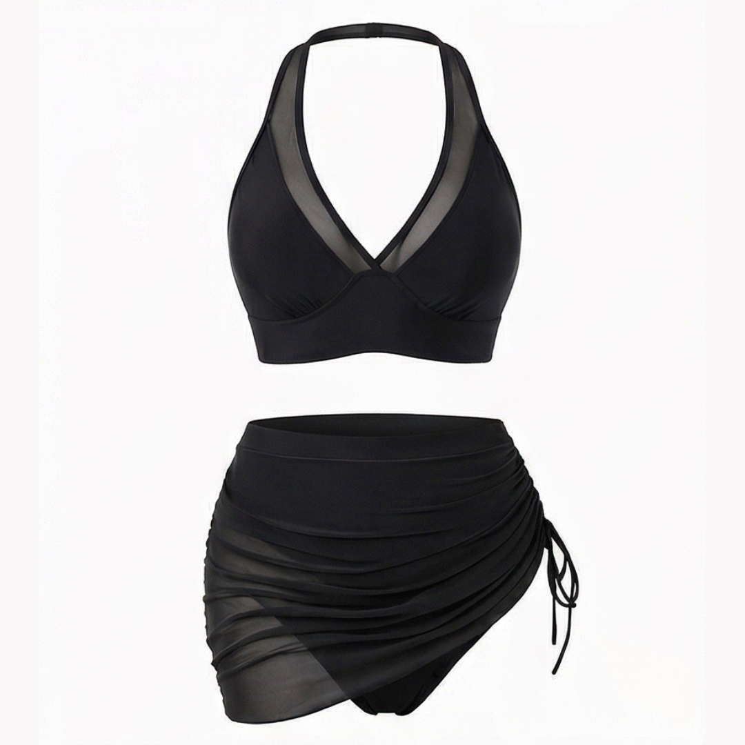 Marella™ – High-Waist-Mesh-Bikini-Set mit gerafftem Rock-Unterteil