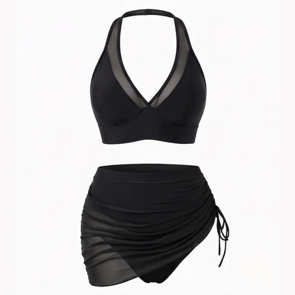 Marella™ – High-Waist-Mesh-Bikini-Set mit gerafftem Rock-Unterteil