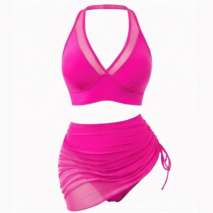 Marella™ – High-Waist-Mesh-Bikini-Set mit gerafftem Rock-Unterteil
