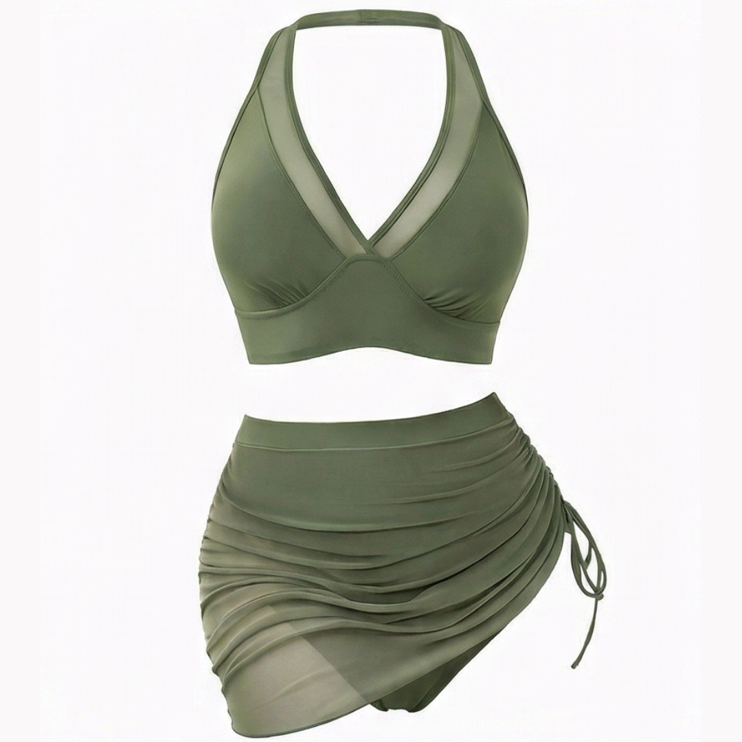 Marella™ – High-Waist-Mesh-Bikini-Set mit gerafftem Rock-Unterteil