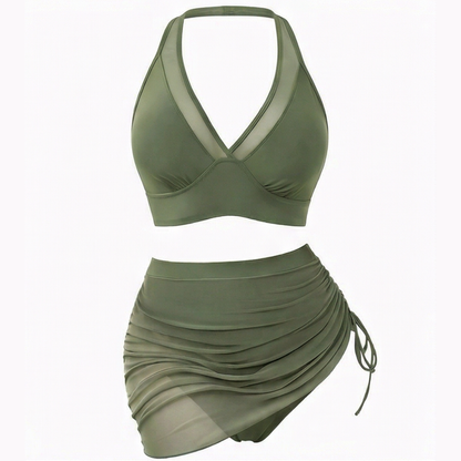 Marella™ – High-Waist-Mesh-Bikini-Set mit gerafftem Rock-Unterteil