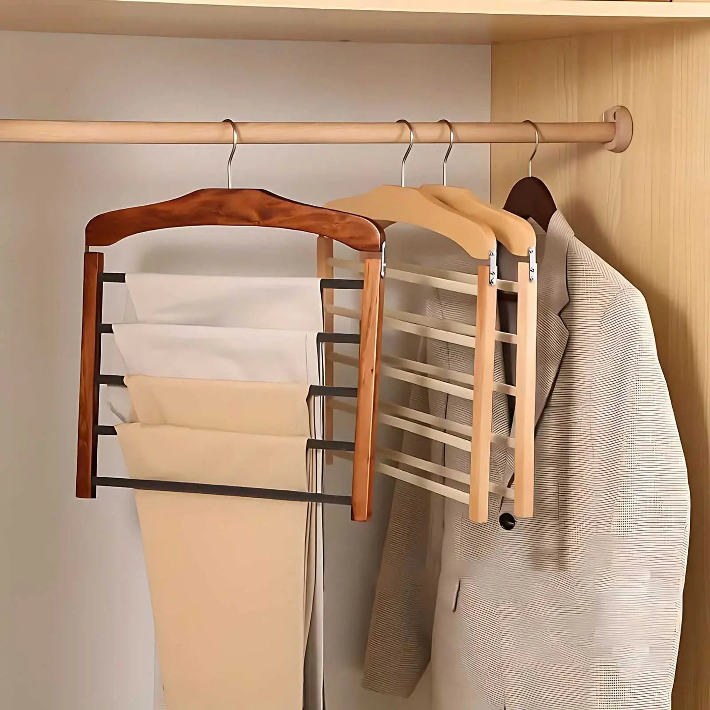 Varden platzsparender Holzkleiderbügel mit mehreren Ebenen