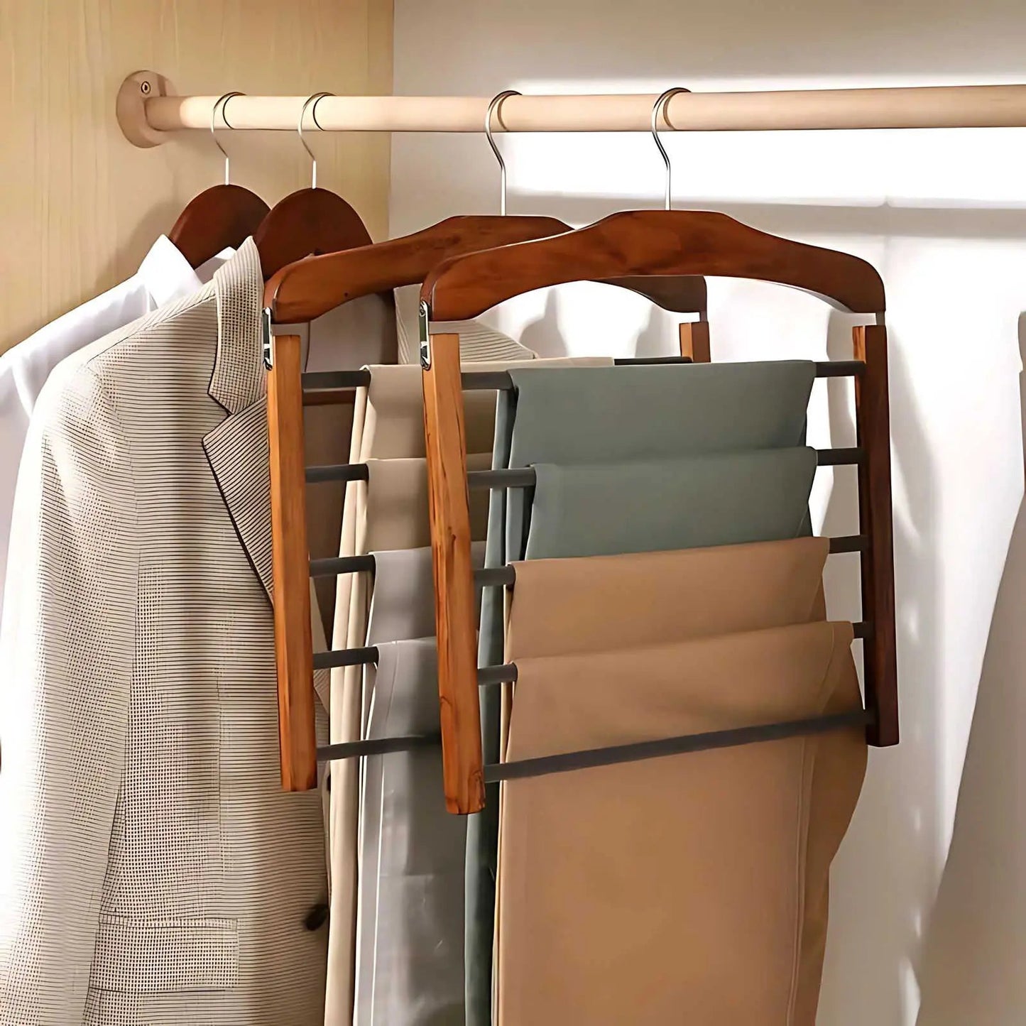 Varden platzsparender Holzkleiderbügel mit mehreren Ebenen