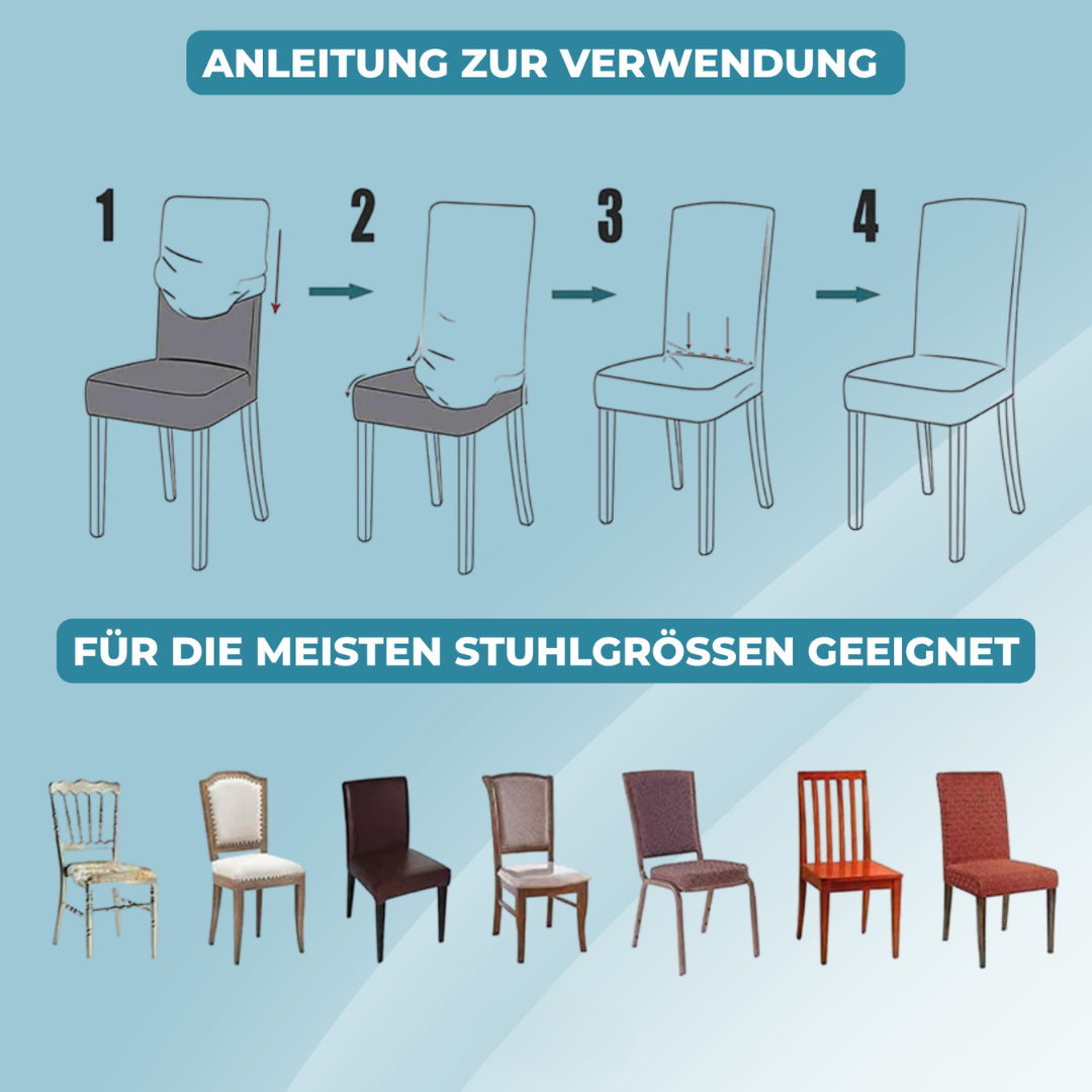 EasyChair Stretch Stuhlhussen | 2er-Set | Wasserbeständig & Waschbar | Für Armlose Stühle