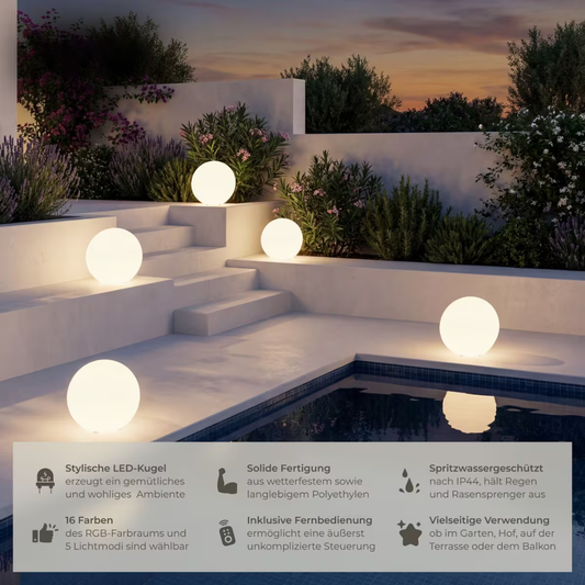LED Kugelleuchten für Garten, Terrasse & Poolbereich