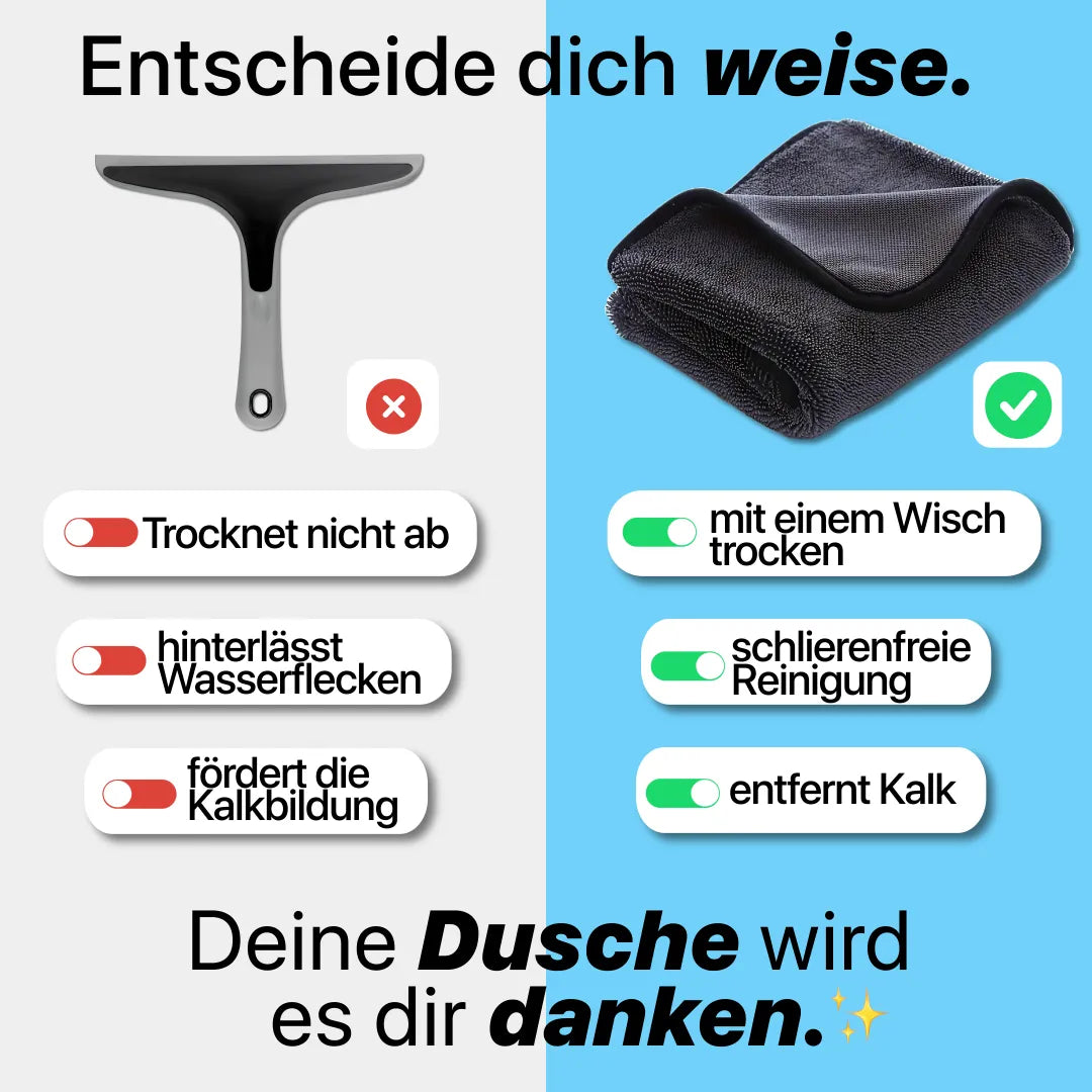 AquaLumi™ – Das saugstarke Mikrofasertuch für eine streifenfreie, glänzende Dusche