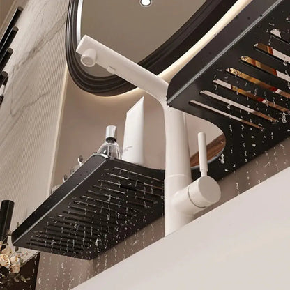 Walnuss & Aluminium Spülbeckenregal – Einfache Montage ohne Bohren