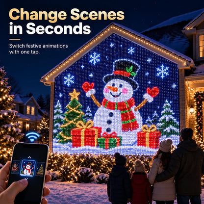 Weihnachtliche LED Hausnetz- und Wandvorhangbeleuchtung