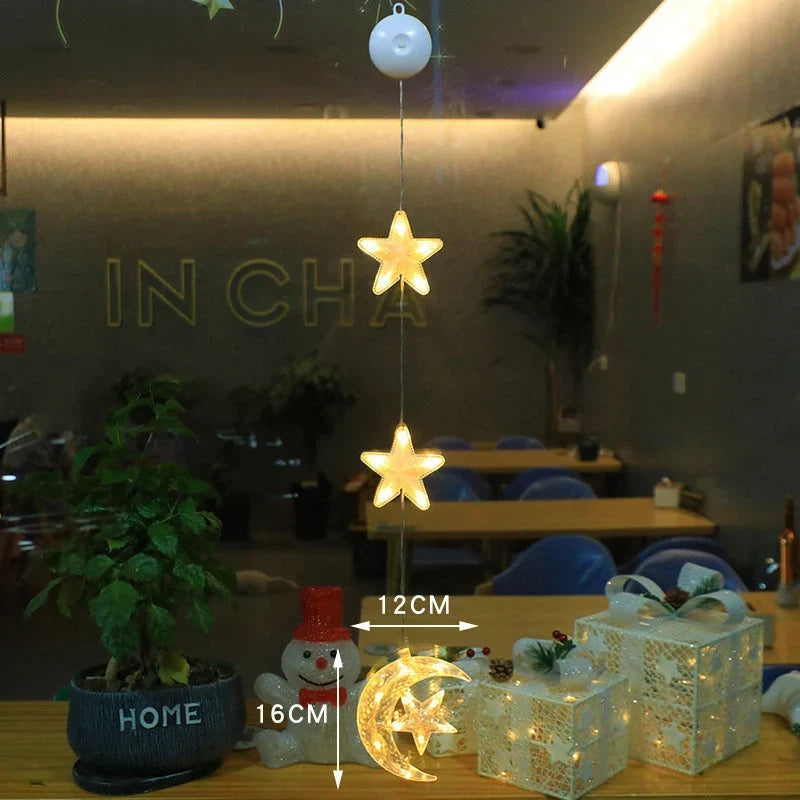 Weihnachtsfensterlichter | Warmweißes LED & Wasserdichte Batteriebox