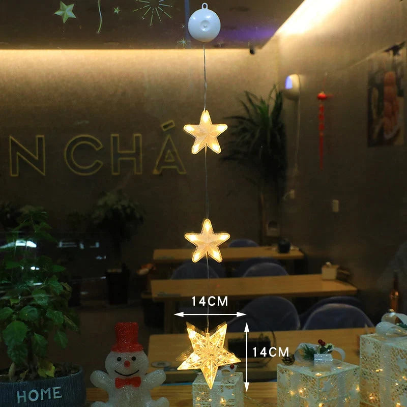 Weihnachtsfensterlichter | Warmweißes LED & Wasserdichte Batteriebox