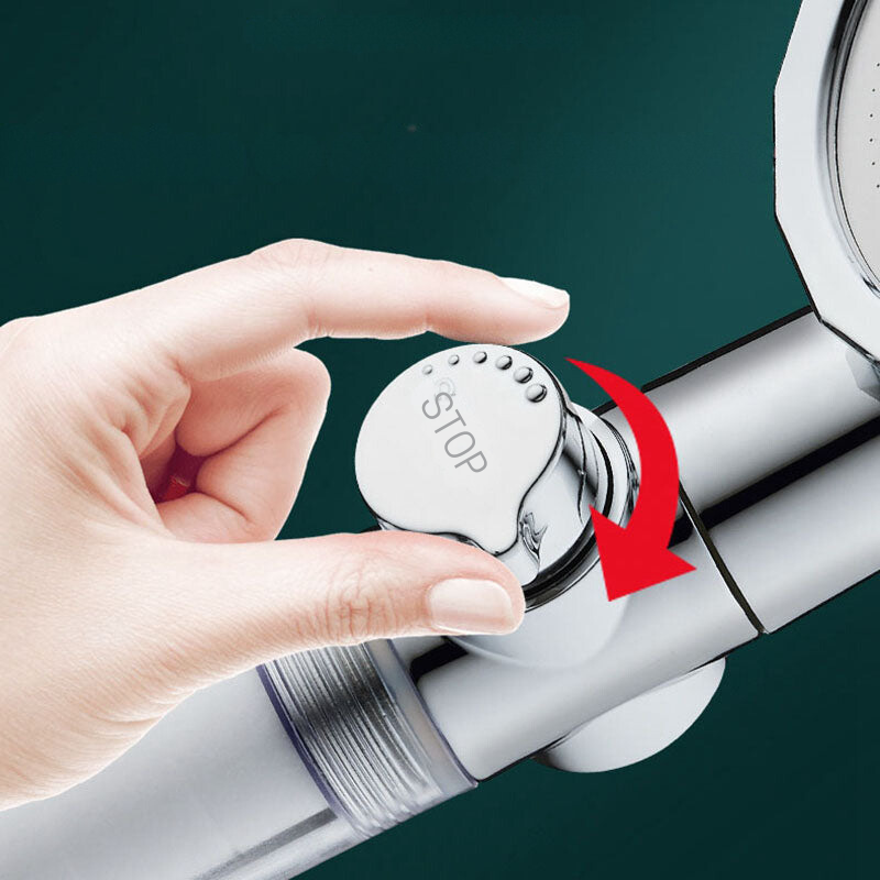 Duschkopf mit Propeller-Turbine & Filter | Spürbar mehr Druck & 360° verstellbar | Wasser sparen, abnehmbar, Standardanschluss