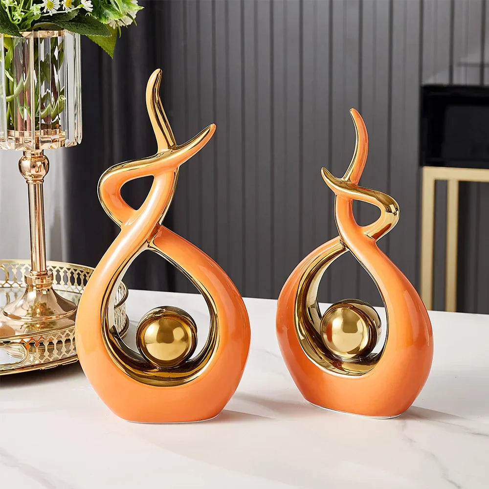 LuxeForm – Abstrakte Keramikskulptur mit Goldakzent