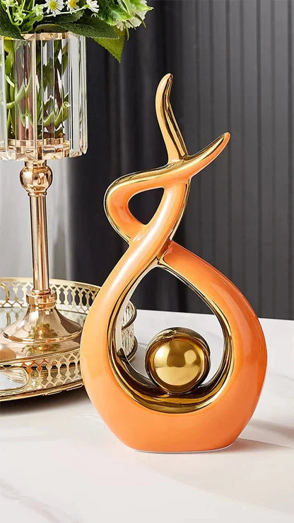 LuxeForm – Abstrakte Keramikskulptur mit Goldakzent