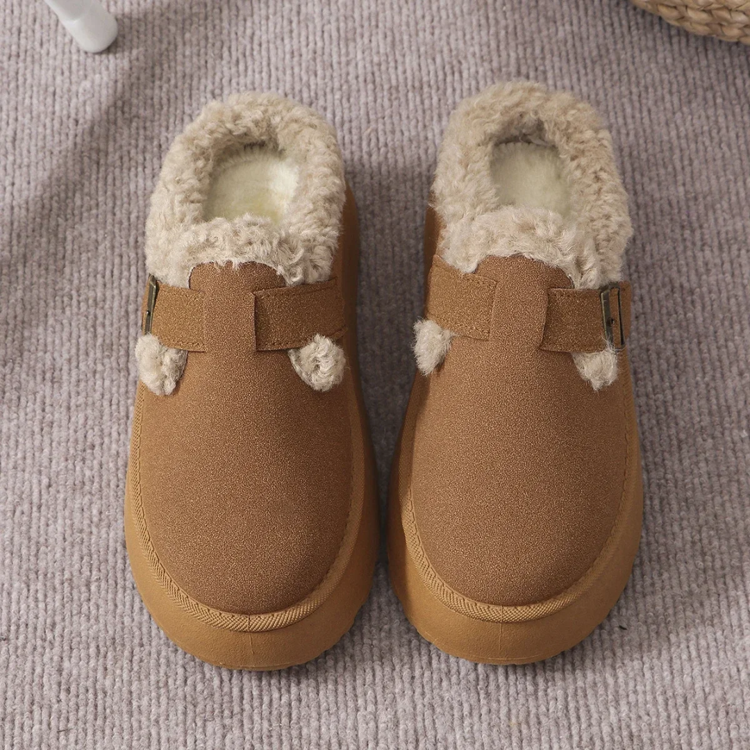 50% Rabatt | LuxeStep™ | Stilvolle Damen-Pantoffeln mit Fell, warm & komfortabler Plateausohle für gemütliche Tage