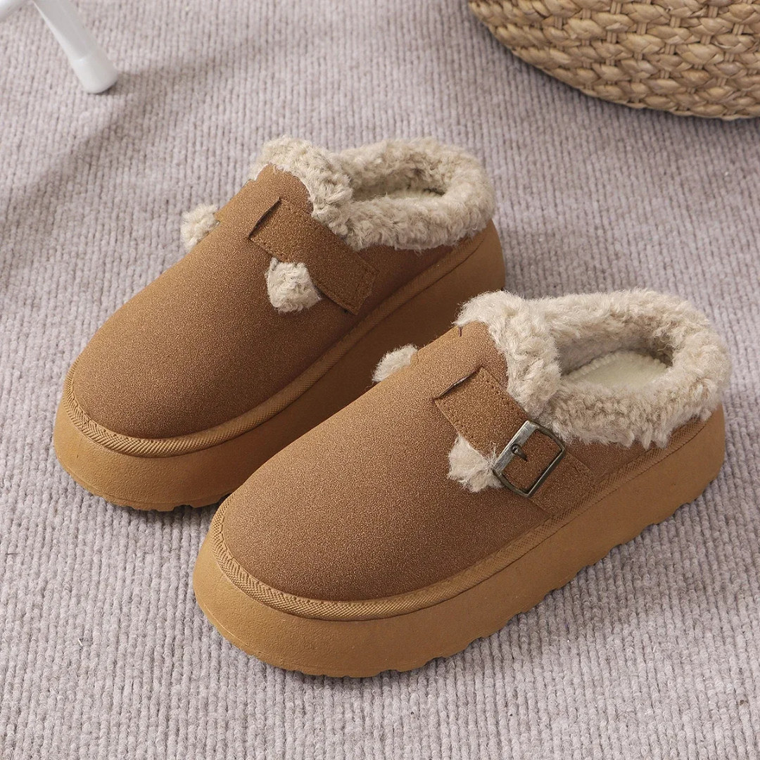 50% Rabatt | LuxeStep™ | Stilvolle Damen-Pantoffeln mit Fell, warm & komfortabler Plateausohle für gemütliche Tage