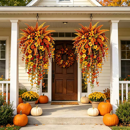 🔥Heißer Sale 50% RABATT🌼🍂 Künstlicher Herbst-Erntekorb zum Aufhängen - Herbstliche Veranda- und Türdekoration