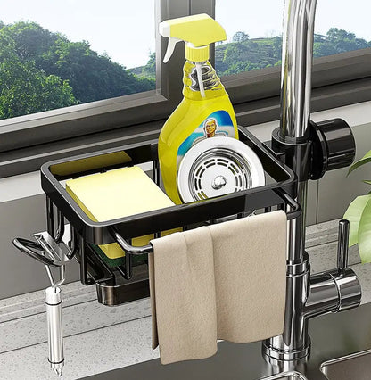 FlowGrip Organizer — am Wasserhahn montierbares Spülbecken-Organizerregal