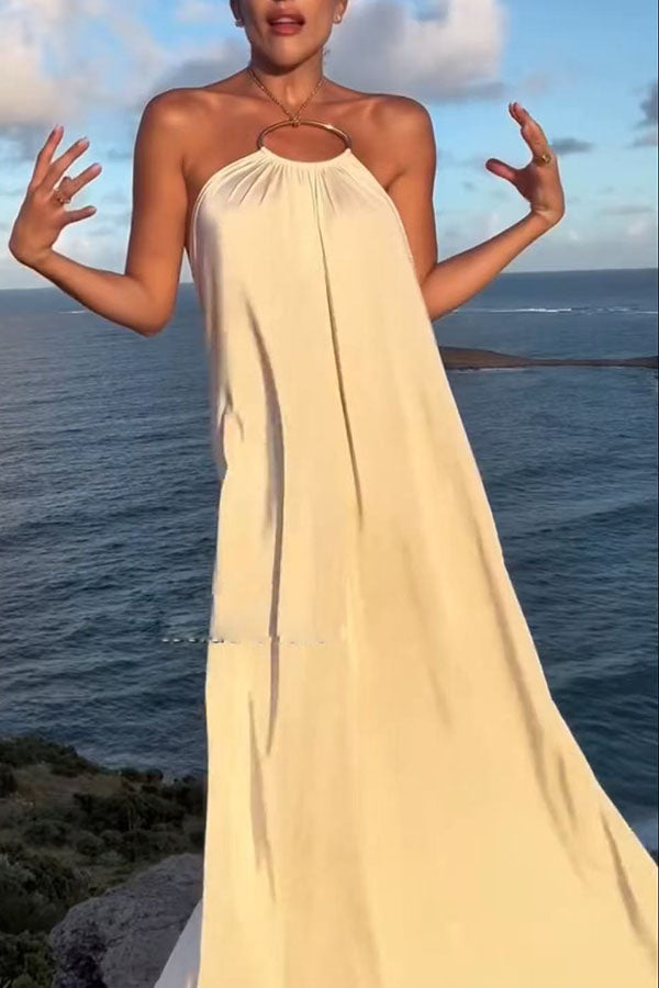 Ocean Goddess | Rückenfreies Halter Maxi-Kleid mit Metallkette