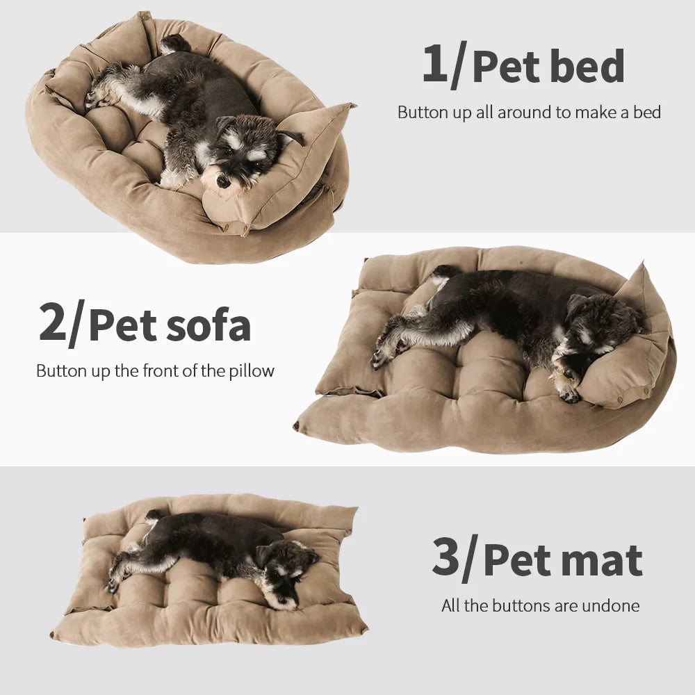 CozyNest™ | 3-in-1 Haustierbett – Sofa, Matte oder Schlafhöhle in einem