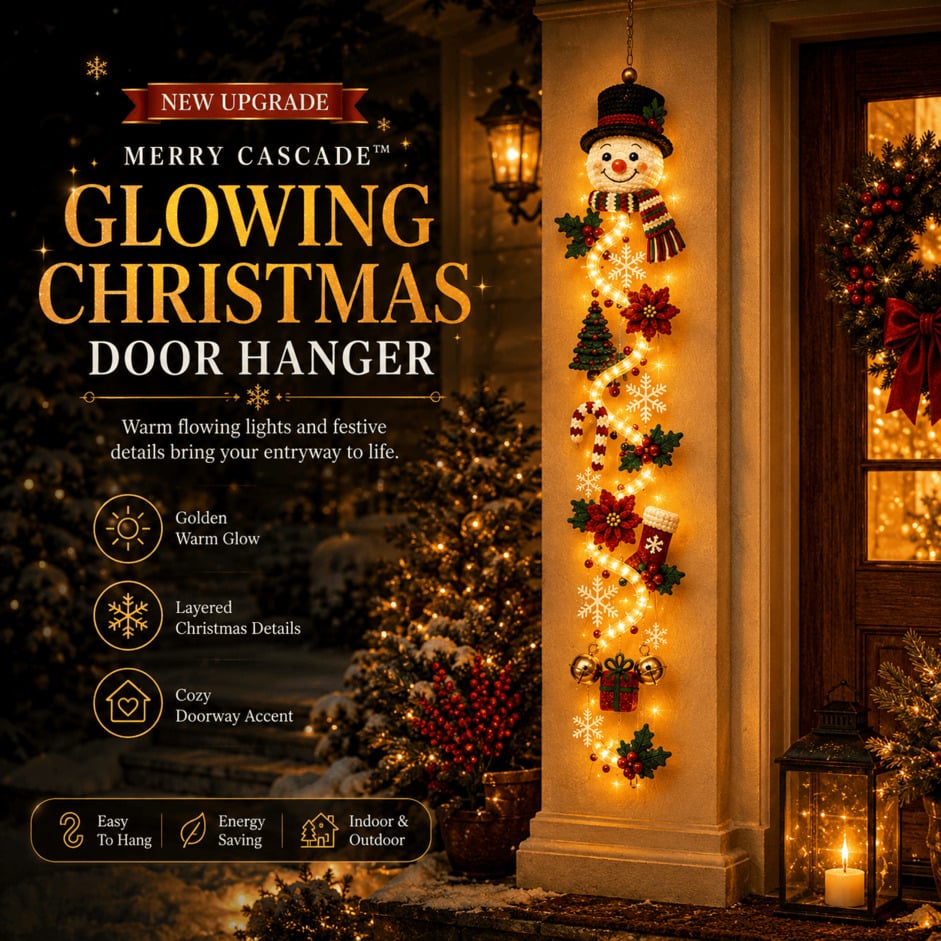 MerryCascade™ Leuchtende Weihnachts Türdekoration – 6 Festliche Motive | Letzter Tag Rabatt!