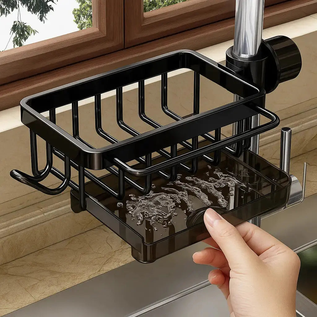 FlowGrip Organizer — am Wasserhahn montierbares Spülbecken-Organizerregal