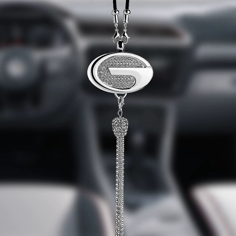 Auto-Rückspiegel Anhänger mit Kristall | Zinklegierung & Strass | Funkelnde Deko mit Duft-Anhänger, Geschenkidee
