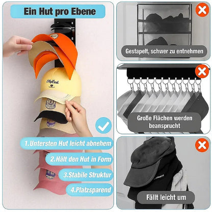 Wandmontierte Hut- und Cap-Aufhängung – platzsparender Cap-Organizer