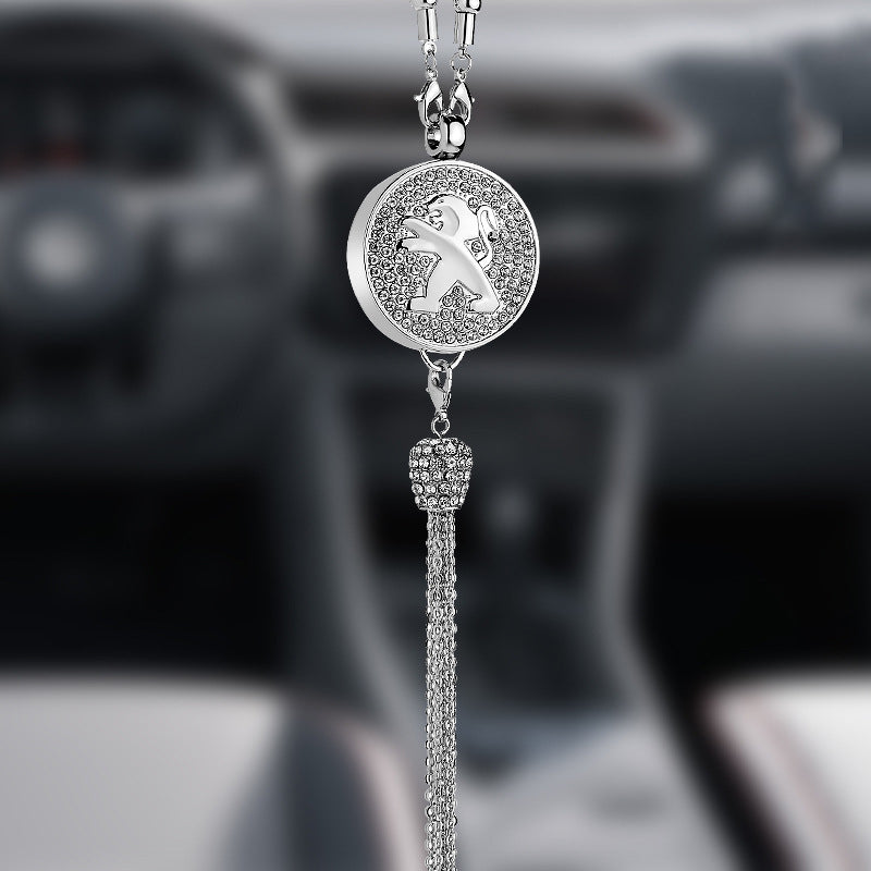 Auto-Rückspiegel Anhänger mit Kristall | Zinklegierung & Strass | Funkelnde Deko mit Duft-Anhänger, Geschenkidee