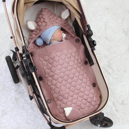 SnuggleNest™ | Gestrickter Baby-Schlafsack mit Öhrchen