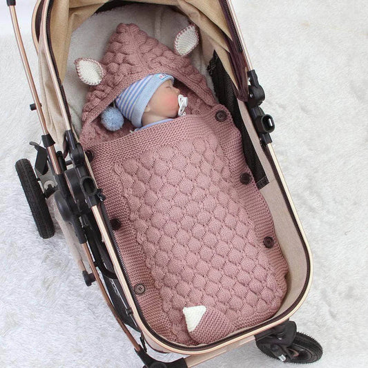 SnuggleNest™ | Gestrickter Baby-Schlafsack mit Öhrchen