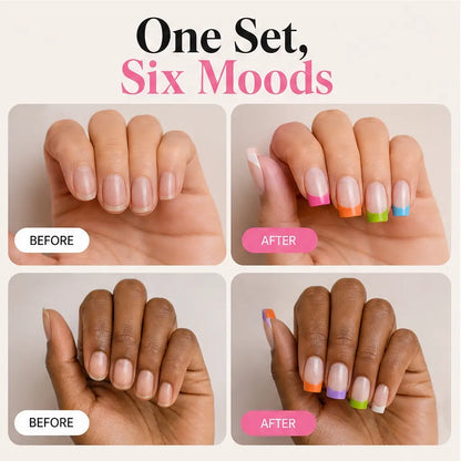 Vernia – Colorful French Tip Press-On Nails, 288-Piece Set + Buy 1 Get 1 FREE
