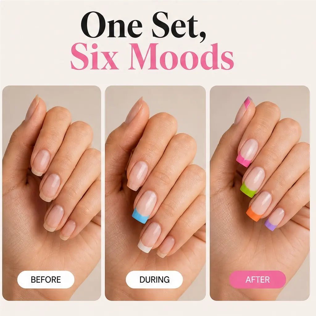 Vernia – Colorful French Tip Press-On Nails, 288-Piece Set + Buy 1 Get 1 FREE