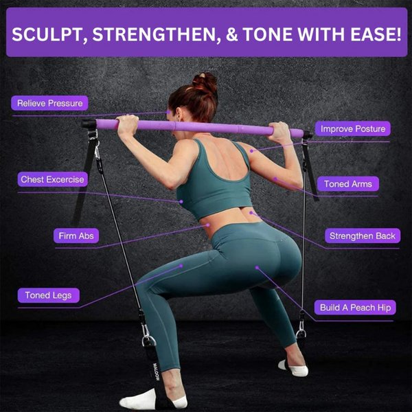 PowerSculpt Pro — Tragbares Pilates-Bar-Set mit Widerstandsbändern