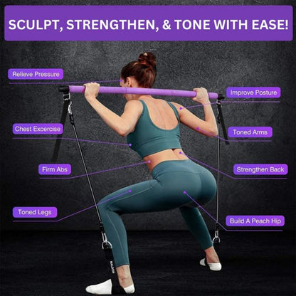 PowerSculpt Pro — Tragbares Pilates-Bar-Set mit Widerstandsbändern
