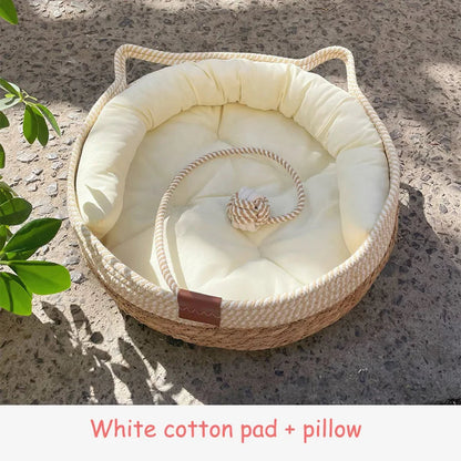 PurrNest™ | Handgefertigtes Katzenbett aus Rebengras
