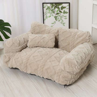 CozyNest™ | Haustiersofa – Plüschbett mit Rand & Kissen