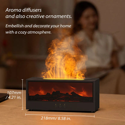 Flamora Kamin Aroma Diffusor | 150 ml Luftbefeuchter mit LED-Flamme & Fernbedienung | Duftöl-Diffusor