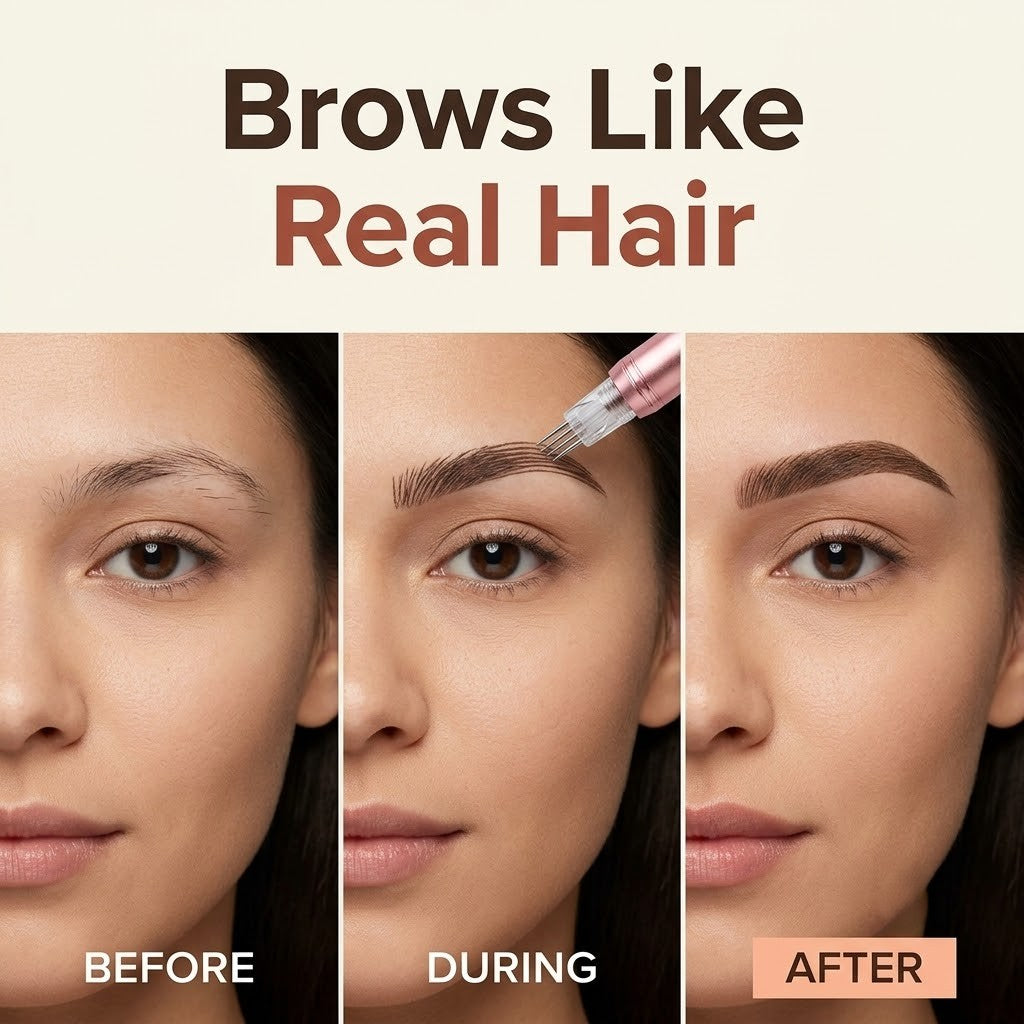 Plumelle – Waterproof 4-Tip Micro-Fork Eyebrow Pencil for Natural Hair-Like Brows - BUY 1 + 1 FREE