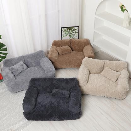 CozyNest™ | Haustiersofa – Plüschbett mit Rand & Kissen