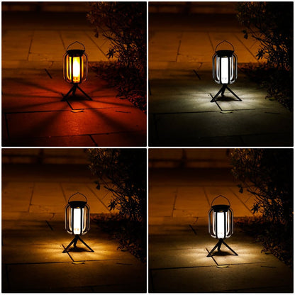 Solar-Laterne mit Dual-Flame – flackerndes Outdoor-Gartenlicht