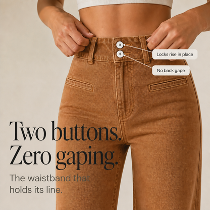 Highline™ – Trendige High-Waist-Wide-Leg-Jeans mit Doppelknopf-Bund