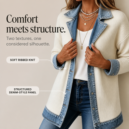 Ribova – Stylische Übergangsjacke mit Denim-Look und wärmender Steppung