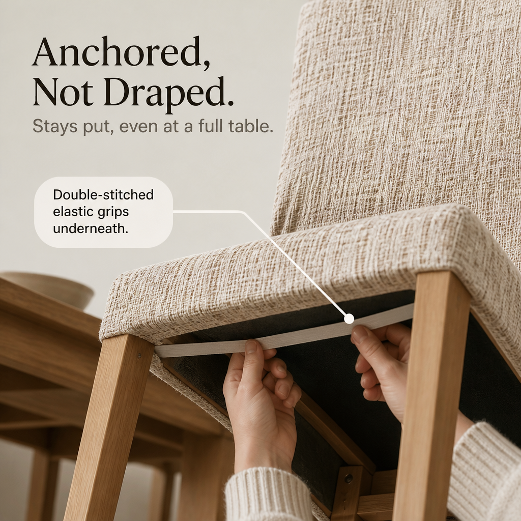 Snugback™ – Elastischer Esszimmerstuhlbezug im Karomuster